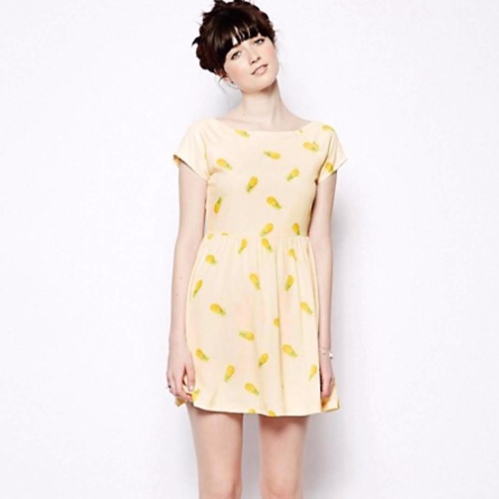 Nishe Pineapple Print Skater Dress